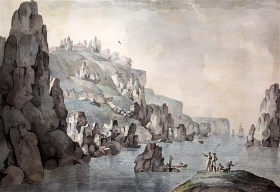 Giacomo Quarenghi (1744-1817) The Monastery of St George near Balaclava in the Crimea, 12.5 x 18in.
